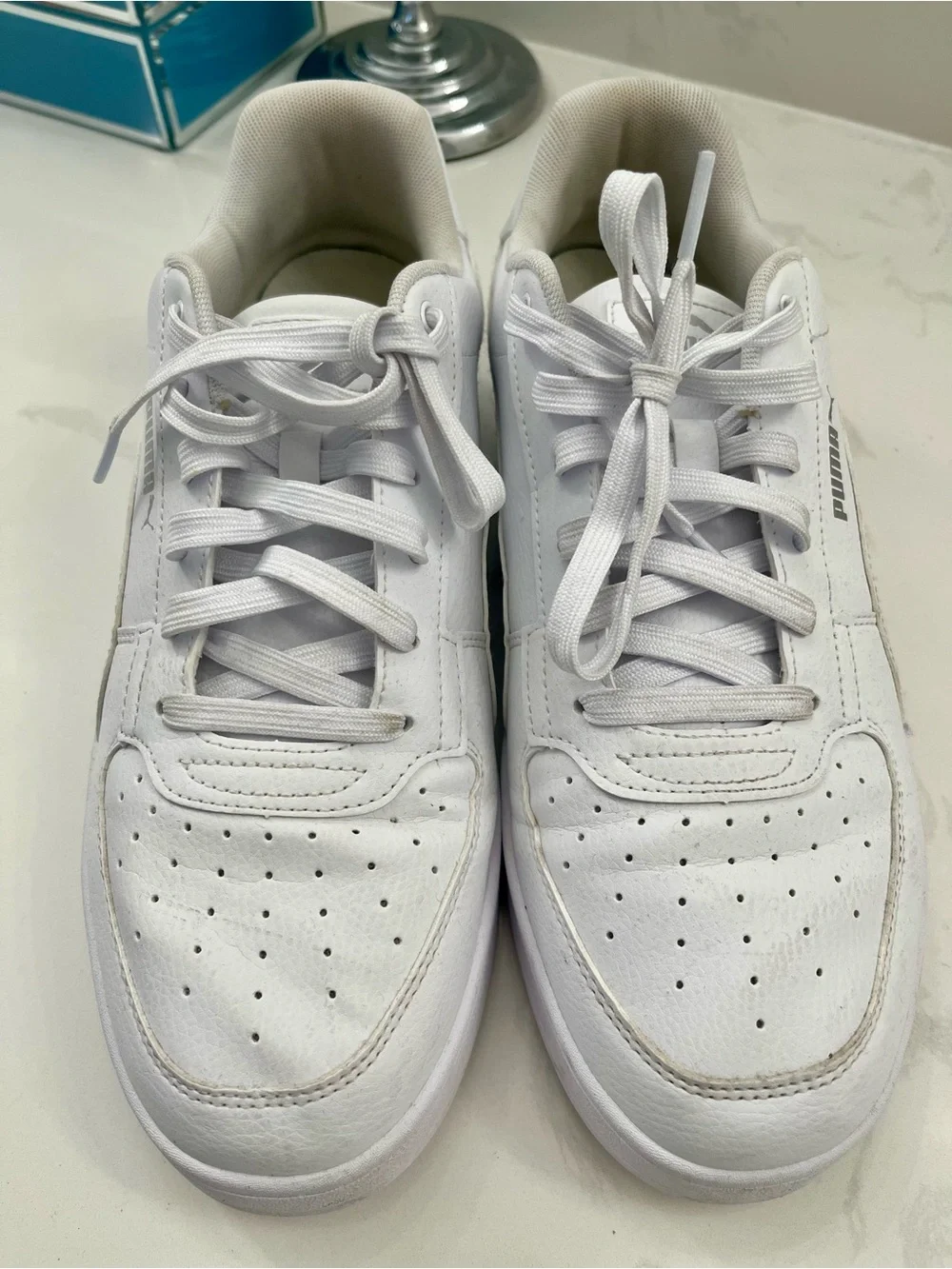 Puma Men’s White Low-Top Lace-Up Sneakers